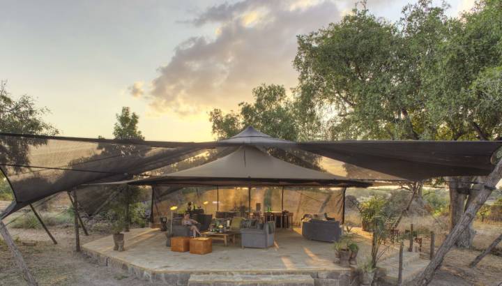 Lounge and bar area at camp Roho Ya Selous