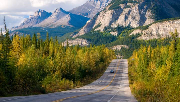 Scenic road through Jasper National Park, Canada