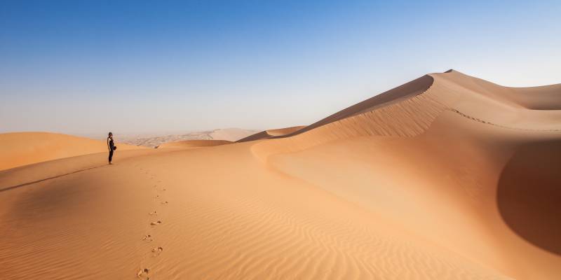 Woman Foot prints in the Arabian desert