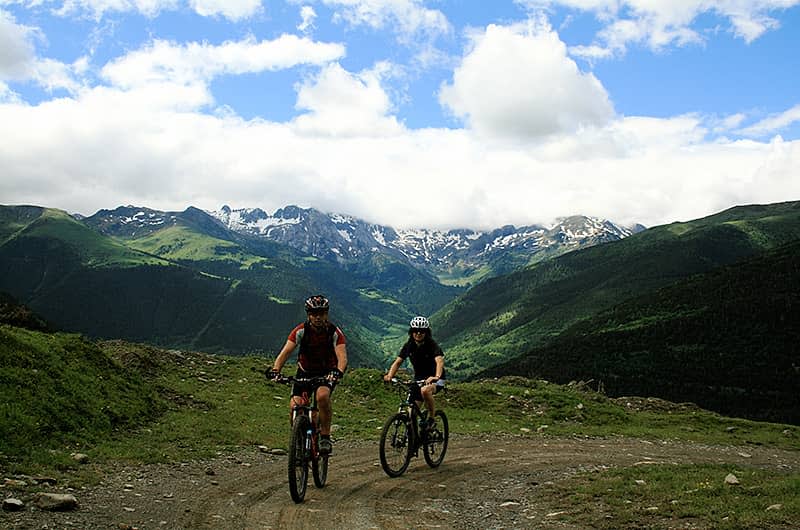 Kids cycling in the Pyrenees