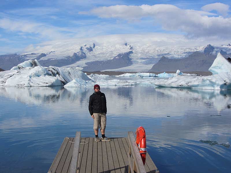 Exodus’ Sales Team Leader Ian Langford at a glacial lagoon