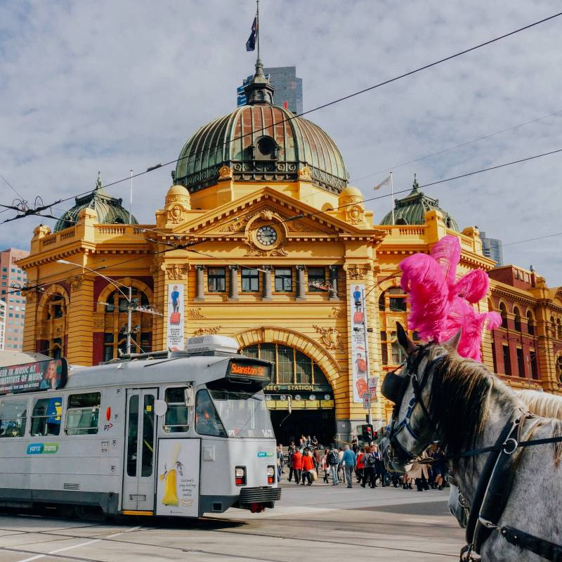 Flinders Street Station and City Circle Tram, Australia