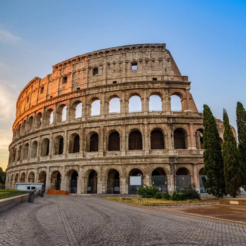 Rome Italy sunrise city skyline at Colosseum Coliseum, Europe Tours - Summer is the best time to visit Europe