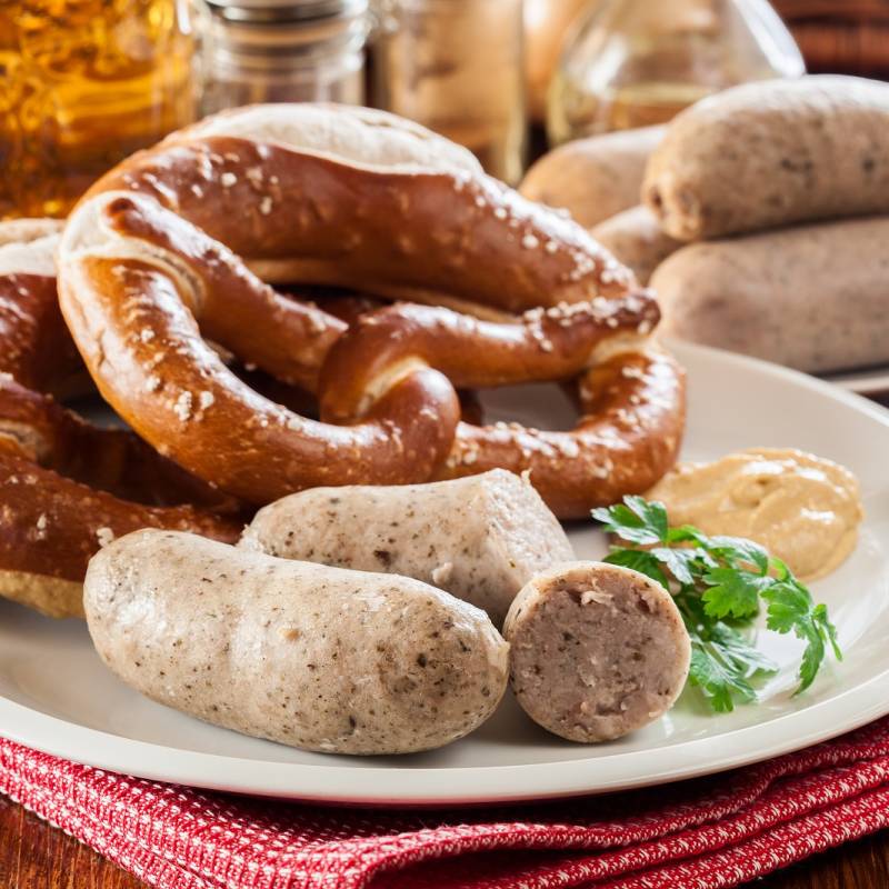 Bavarian breakfast with white sausage pretzel and beer, Germany Tours, Europe