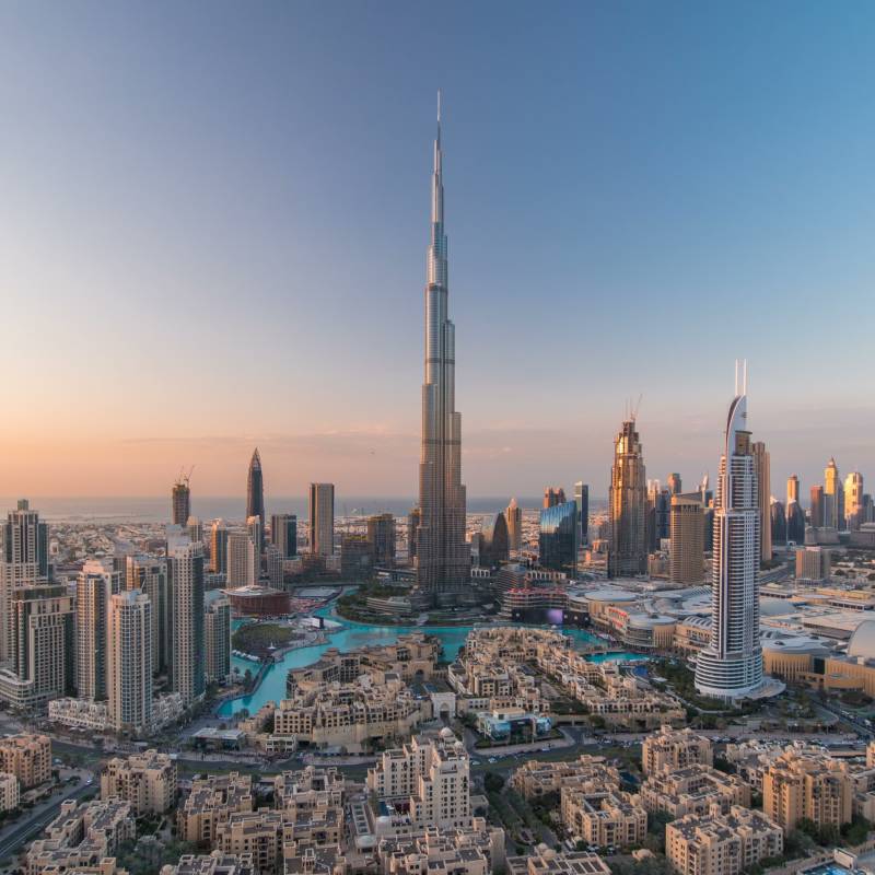 Downtown Dubai with the Burj Khalifa in the distance