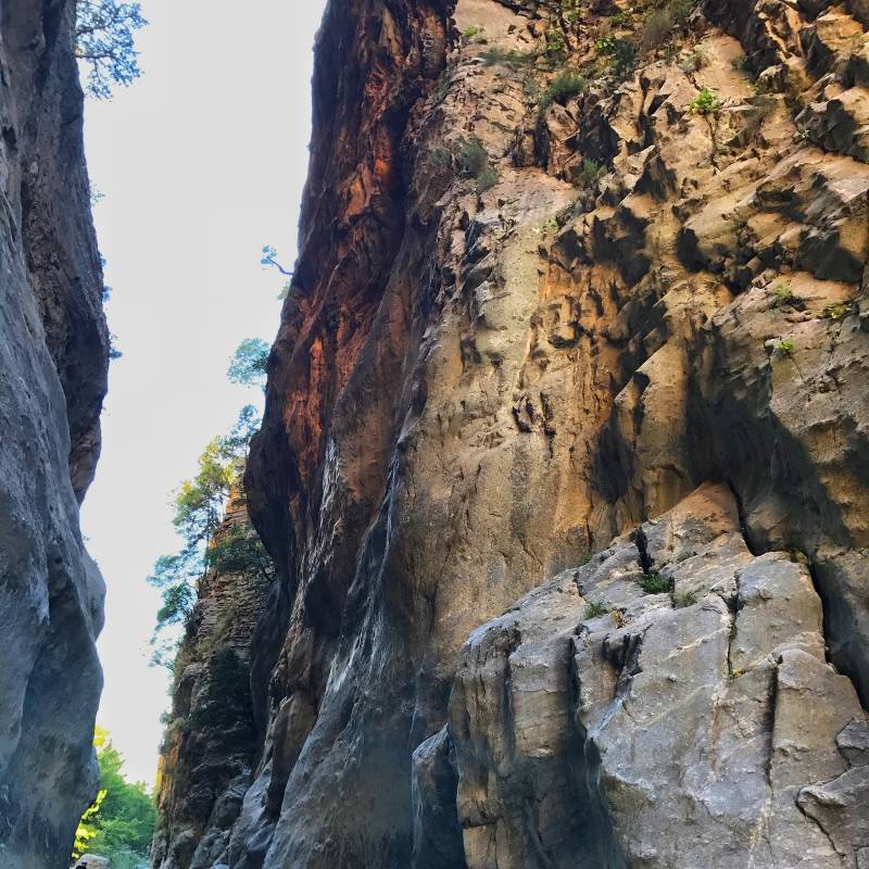 Mountains, river And the bridge in Samaria Gorge, Crete, Greece - Copy
