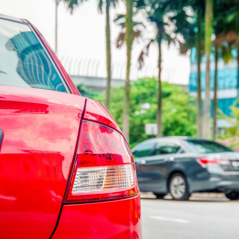 Cars parked beside the road, Mexico