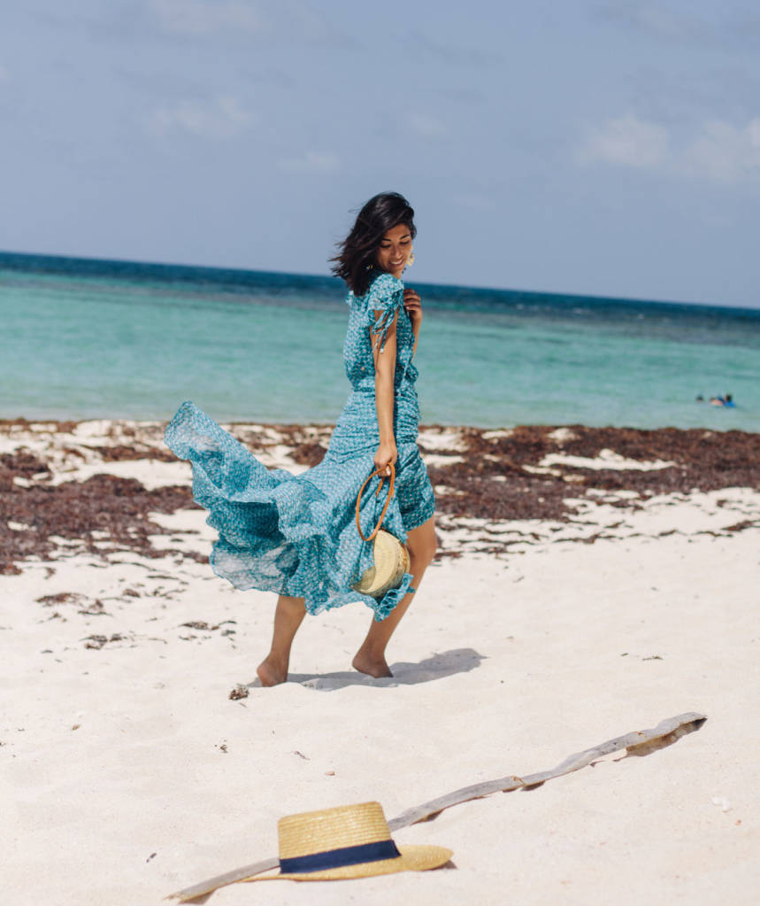 Woman walking on beach