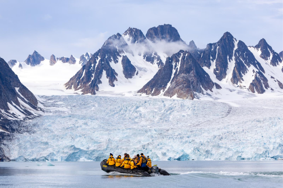 Guests Zodiac cruising in Svalbard fjords. Photo by Michelle Sole. 