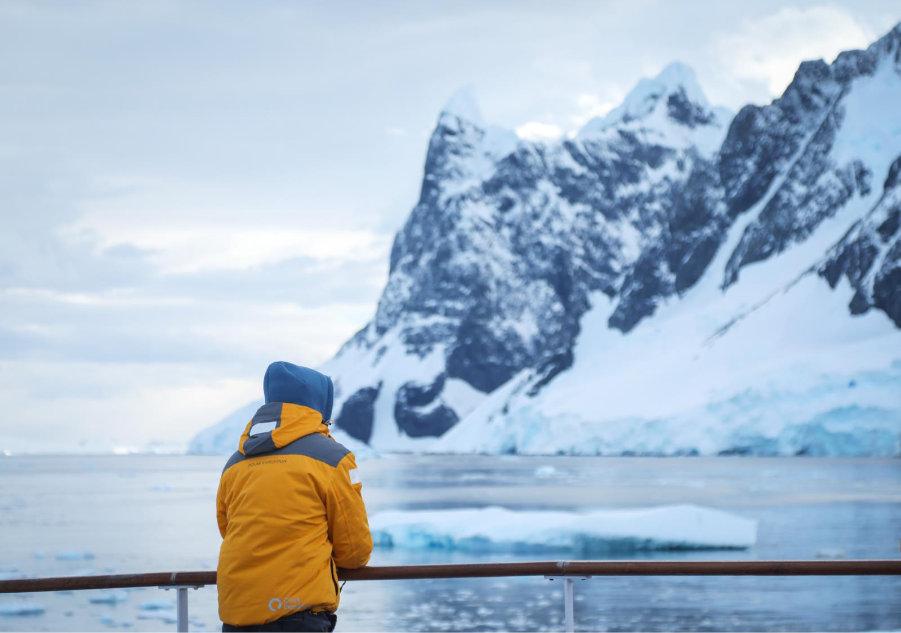 Guest onboard ship in Antarctica. Photo by Acacia Johnson.