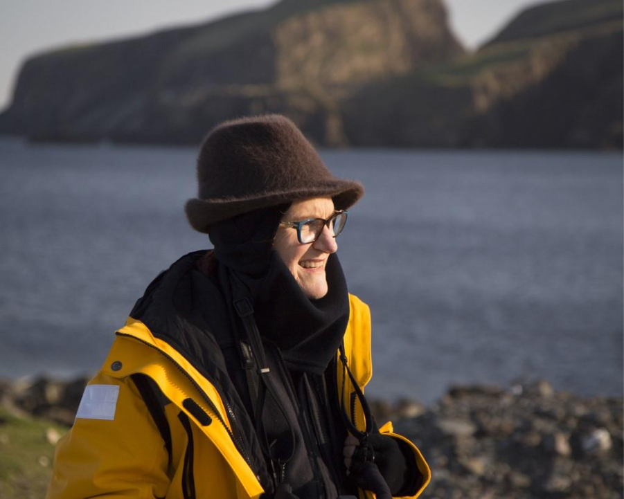 Close-up of guest in Fair Isle island. Photo by Acacia Johnson. 