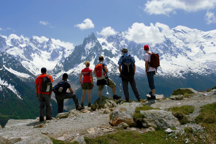 Trekkers on the Mont Blanc Circuit