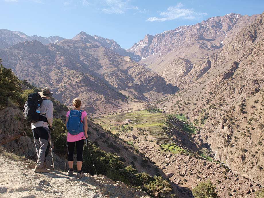 Trekkers in the Atlas Mountains