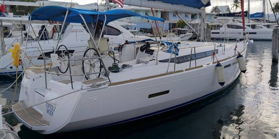 Sailboat docked in Tortola