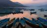 Boats on Phewa Lake at Sunset