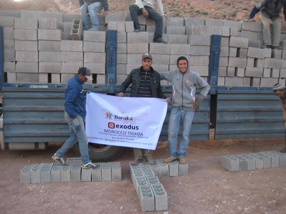 Bricks being delivered in the aftermath of the floods