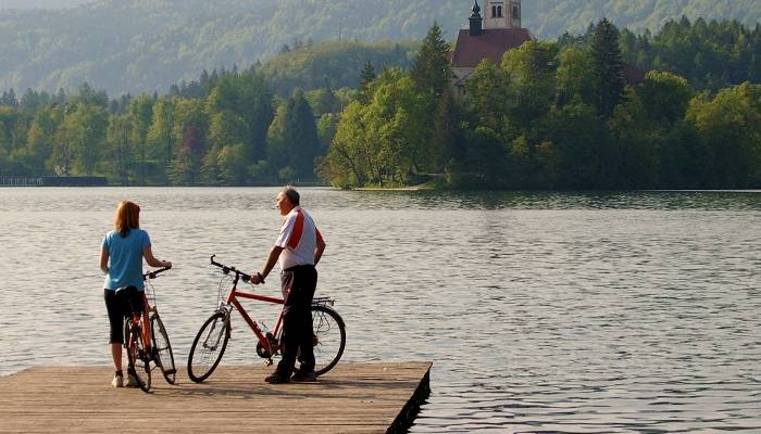 Cycling in Lake Bled