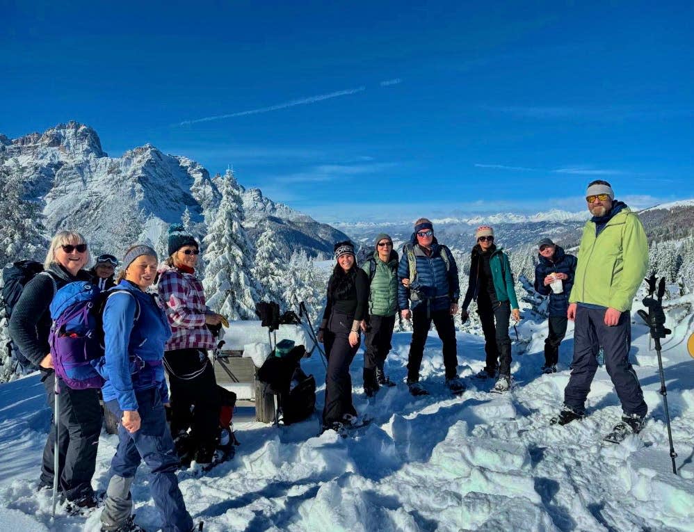 Snowshoeing in the dolomites