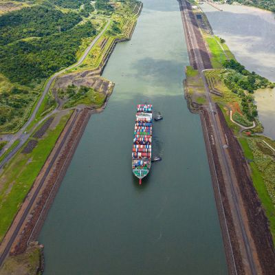 Panama Canal Canal Locks Maritime Transit Container Ship Gatun Lake