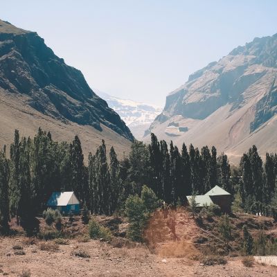 Andes Mountains at Cajón del Maipo, in Santiago, Chile, South America