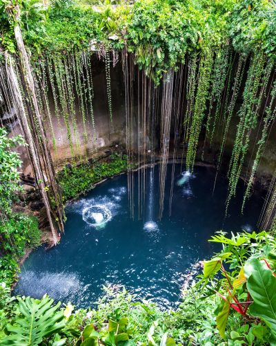 Ik-kil Cenote Chichen Itza Mexico. Lovely Cenote With Transparent Waters