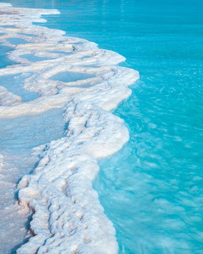 Texture dead sea salty shore background Jordan