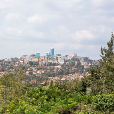 Bird's eye view of the buildings of downtown Kigali