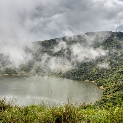 Lake inside Bisoke volcano crater, Virunga volcano national park, Rwanda