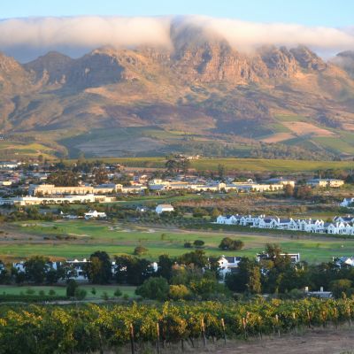 Mountains and clouds surround Stellenbosch, South Africa