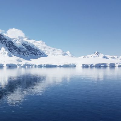 Antarctica glacier on a bright sunny day