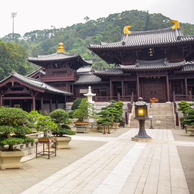 Chi Lin Nunnery, a large Buddhist temple complex located in Diamond Hill, Kowloon, Hong Kong, Asia