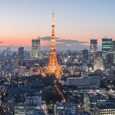 Tokyo city view with Tokyo Tower at night, Japan