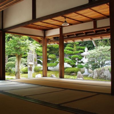 Kyoto: view on japanese garden from a temple, Tofuku-ji, Japan