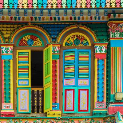 Enchanting Travels Asia Tours Singapore Tourism Marina bay Clarke Quay Colorful facade of building in Little India, Singapore