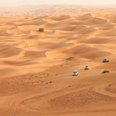 Desert safari on jeeps near Dubai. UAE
