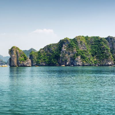 Azure water of the Ha Long Bay at the Gulf of Tonkin of the South China Sea, Vietnam, Asia