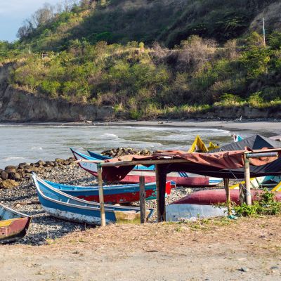 Fishing boats on the northern coast of Ecuador, Province of Esmeraldas, South America
