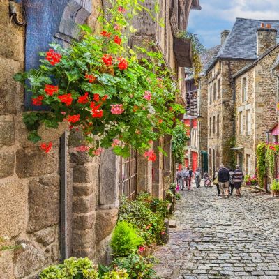 Old town in Europe with blue sky and clouds, France Tours, Europe
