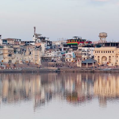 Pushkar town and Pushkar Sarovar lake, Ajmer, Rajasthan, India