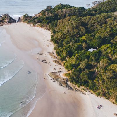 Horizontal view looking onto Tallow Beach in Byron Bay, Arakwai National Park