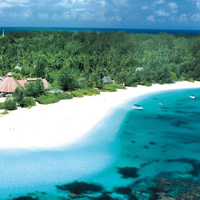 Aerial view of Denis Island Resort in Denis Island, Seychelles