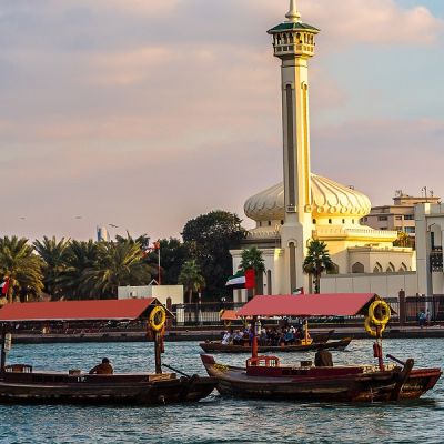 Enchanting Travels UAE Tours Old traditional boats on the bay Creek in Dubai - Best time to visit UAE