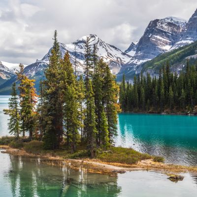 The famous Spirit Island of Maligne Lake in Jasper National Park of Alberta, Canada