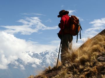 Enjoying the view on the Moonstone to Sun Temple trek, Peru