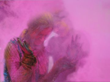 Girls playing at the Holi festival, India