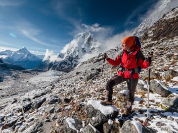 Trekker admiring the view, Nepal