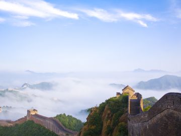 Great wall of China in fog