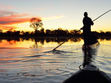 sunrise mokoro ride in Botswana