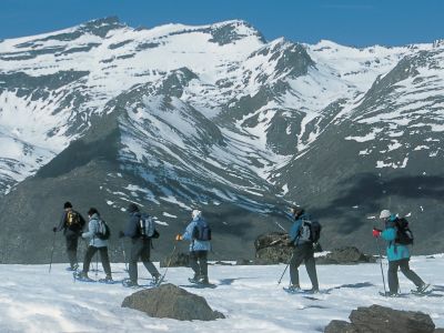 Snowshoeing in Sierra Nevada, Mulhacen behind