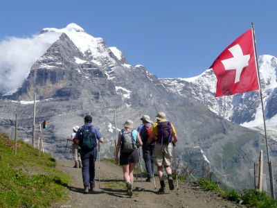 Stunning views walking above Murren